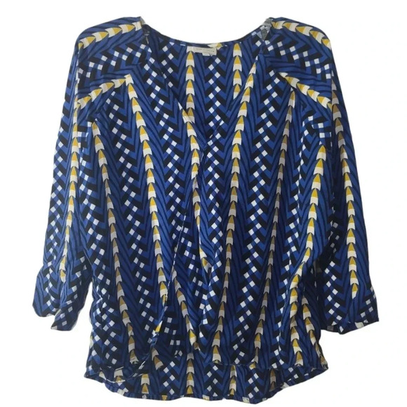 The Odells | Alisha Blue Geo Print Shirt Sz M ~ 3/$15 - Picture 2 of 8
